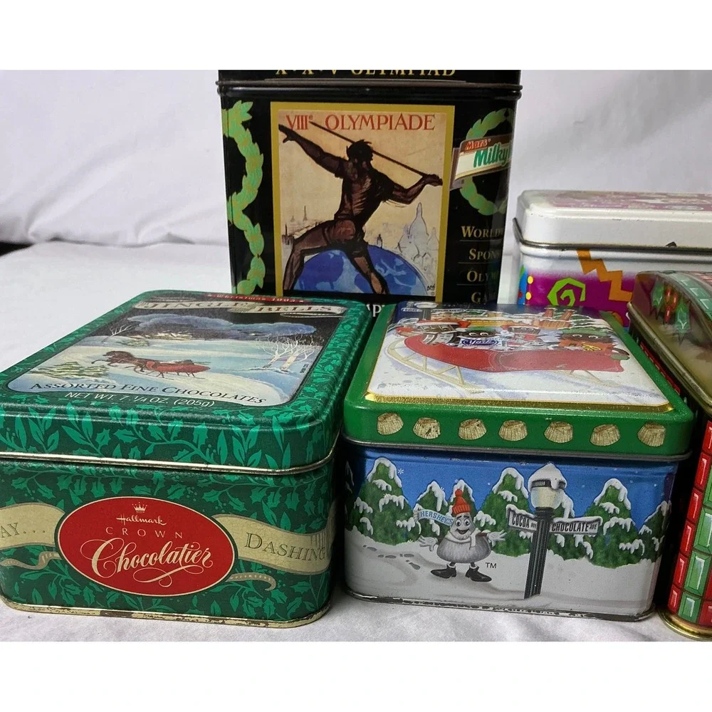Lot of 5 Vintage Collectible Candy Chocolate Tins Milky Way Nestle Hershey Mix
